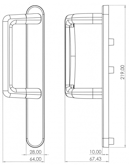 Esquema Tecnico - Asa Capri Exterior Capri Ciega Larga, Negro 9005