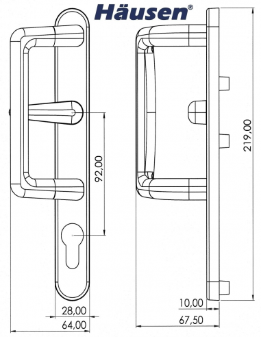 Esquema Tecnico - Asa Capri Exterior con Accion Multipunto y Bocallave