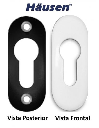 Vista Frontal y Posterior - Bocallave cubrecilindro ovalado Blanco