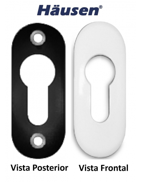 Vista Frontal y Posterior - Bocallave cubrecilindro ovalado Blanco