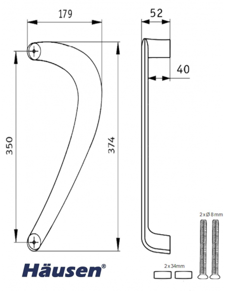 Esquema Tecnico - Tirador Austral Izquierda Esquema Tecnico - Tirador Austral Izquierda