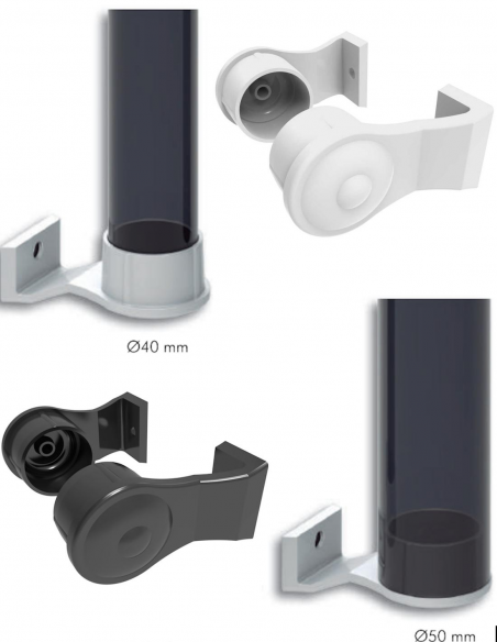 Vista Juego de Soporte Tirador Tubo Apolo intalado en Tubos de 40 y 50