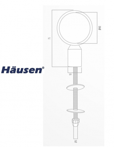 Esquema Tecnico - Soporte Simple Tirador Inox T40