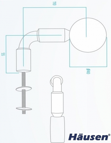 Esquema Tecnico - Juego de Tirador Simple Dezplazado Inox T40