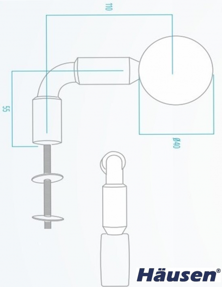 Esquema Tecnico - Juego de Tirador Simple Dezplazado Inox T40 Esquema Tecnico - Juego de Tirador Simple Dezplazado Inox T40
