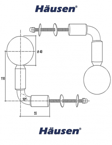 Esquema Tecnico - Juego Soporte Desplazado Inox T40