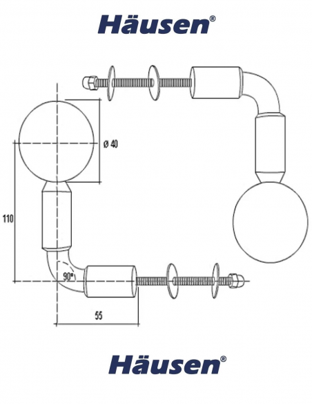 Esquema Tecnico - Juego Soporte Desplazado Inox T40 Esquema Tecnico - Juego Soporte Desplazado Inox T40