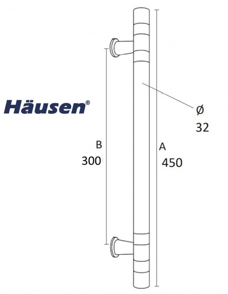 Esquema Tecnico - Tirador Individual Vostok 450x300mm Inox
