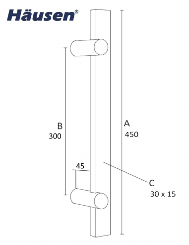 Esquema Tecnico - Tirador Individual Caspio Inox 450x300mm