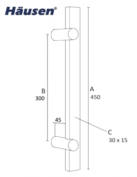 Esquema Tecnico - Tirador Individual Caspio Inox 450x300mm