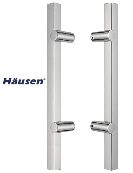 Vista de lJuego de Tiradores Caspio Desplazado Inox - Desarmado