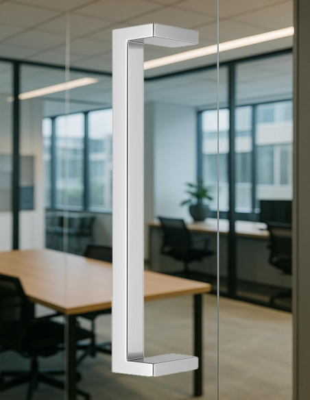 Vista de un Tiradores Ladoga Desplazado Inox - Instalado