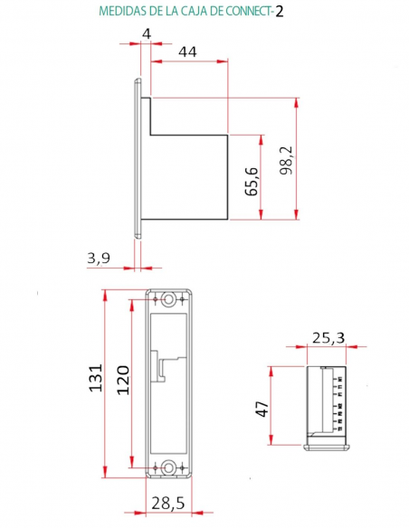 Esquema Tecnico - Pulsador CONNECT-2 negro Esquema Tecnico - Pulsador CONNECT-2 negro