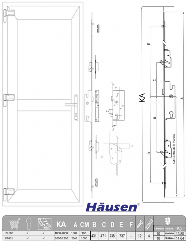 Esquema tecnico - Cerradura 5 Puntos
