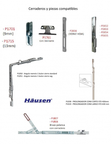 Piezas compatibles con Cerradura Multipunto Hausen P2670