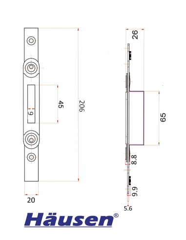 Esquema Tecnico - Cerradero Superior Inferior para Gancho en Puertas PVC