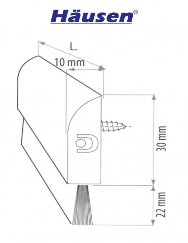 Esquema Tecnico - Bajo puerta con cepillo Plata, 1000mm
