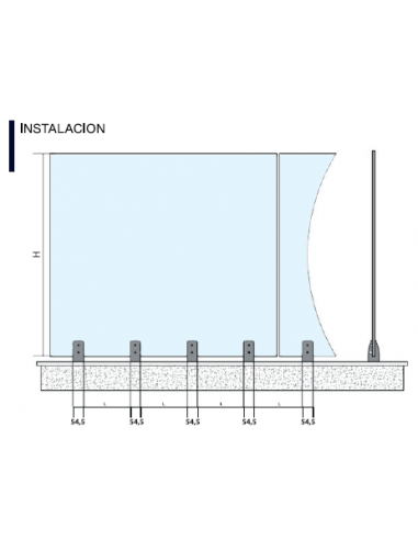 VDR Pinza de Vidrio Cuadrada 10–12 mm | Sin Perforación | Negro