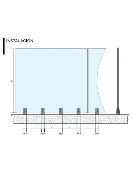 copy of VDR PINZA VIDRIO CUADRADA 10 - 12 mm. SIN PERF. ANTRACITA TEXTURADO
