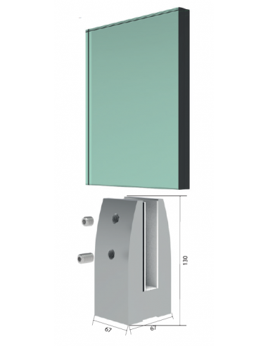 copy of VDR PINZA VIDRIO CUADRADA 12 - 16 mm. SIN PERF. ANTRACITA TEXTURADO
