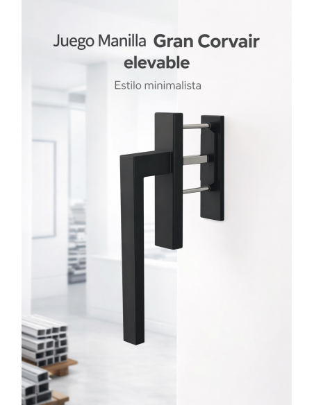 Juego Manilla Gran Corvair Elevable Negro 9005 Int. + Ext. Plana.