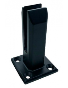 Pinza Vidrio Rectangular 12 mm Sin Perforación | Negro Mate / Inox | Hausen