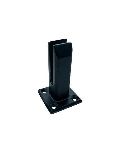 Pinza Vidrio Rectangular 12 mm Sin Perforación | Negro Mate / Inox | Hausen
