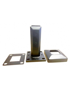 Pinza Vidrio Rectangular 16 mm Sin Perforación | Negro Mate / Inox | Hausen