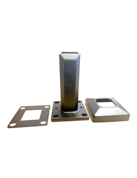 Pinza Vidrio Rectangular 16 mm Sin Perforación | Negro Mate / Inox | Hausen