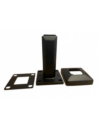 Pinza Vidrio Rectangular 16 mm Sin Perforación | Negro Mate / Inox | Hausen