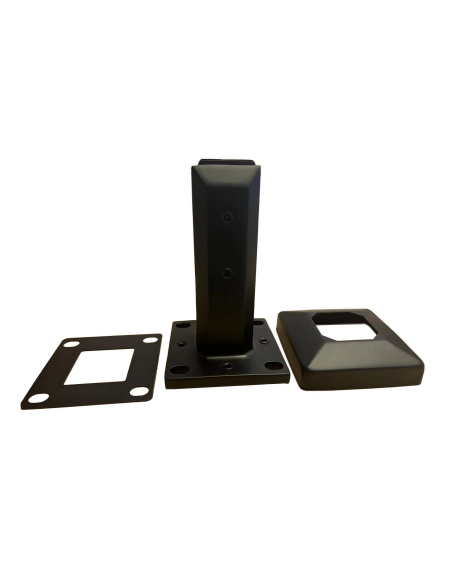 Pinza Vidrio Rectangular 16 mm Sin Perforación | Negro Mate / Inox | Hausen