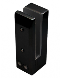 Pinza Vidrio Rectangular PQ 16 mm Sin Perforación | Negro Mate / Inox | Hausen