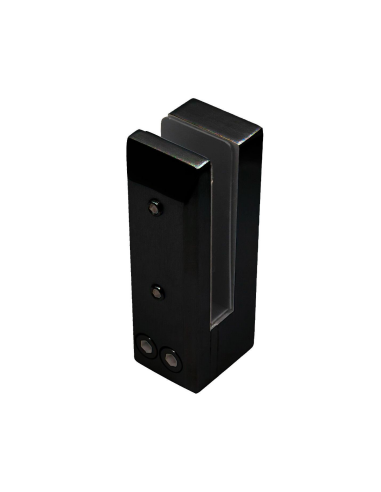 Pinza Vidrio Rectangular PQ 16 mm Sin Perforación | Negro Mate / Inox | Hausen
