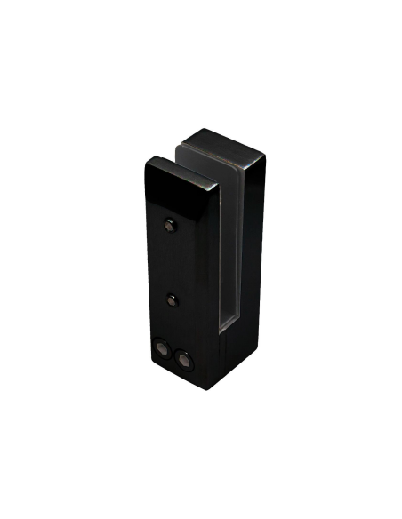 VDR PINZA VIDRIO RECTANGULAR PQ. 16 mm. SIN PERF. NEGRO MATE INOX.