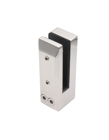 Pinza Vidrio Rectangular PQ 16 mm Sin Perforación | Acero Inox Satinado | Hausen