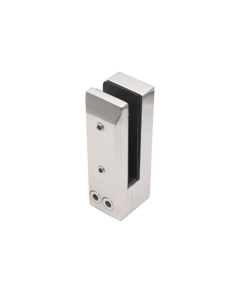 Pinza Vidrio Rectangular PQ 16 mm Sin Perforación | Acero Inox Satinado | Hausen