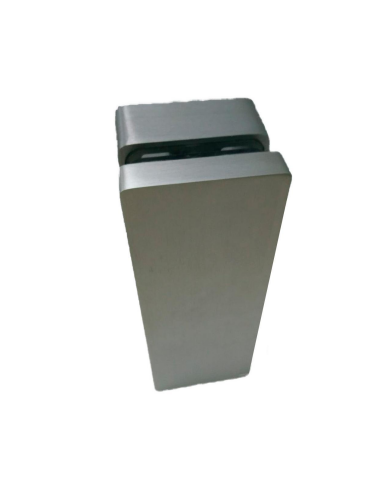 Pinza Vidrio Rectangular 10–16 mm Sin Perforación | Plata Satinado | Hausen