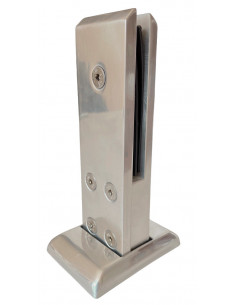 VDR Pinza de Vidrio Rectangular 12–16 mm | Con Perforación | Plata