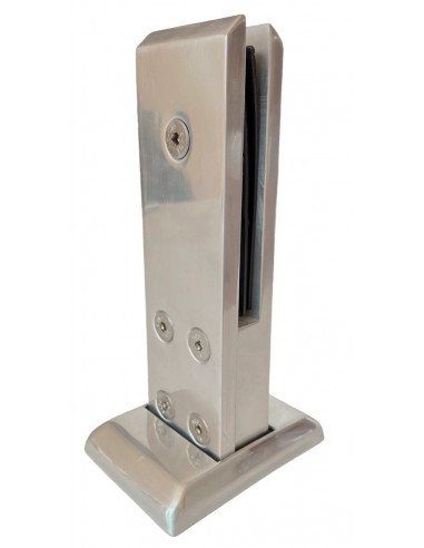 VDR Pinza de Vidrio Rectangular 12–16 mm | Con Perforación | Plata