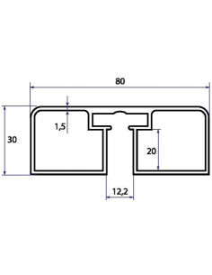 copy of VDR PERFIL PASAMANOS RECTANGULO CANAL 12 mm. 80 x 30 PLATA BRILLANTE