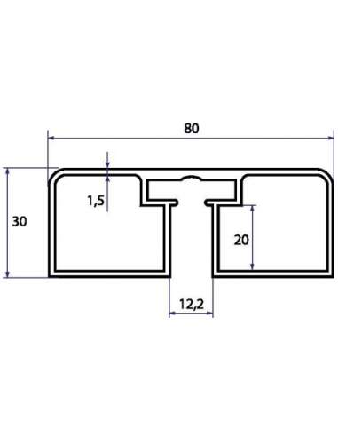 copy of VDR PERFIL PASAMANOS RECTANGULO CANAL 12 mm. 80 x 30 PLATA BRILLANTE