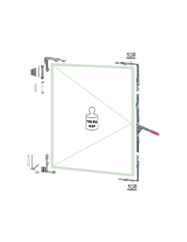 Kit OB C‑16 2 Hoja 13MM · Doble Ángulo Seguridad · Bisagra Atornillada Izquierda 9016