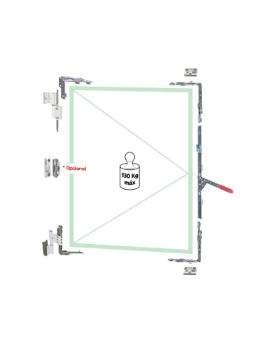 Kit OB C16 DH CV Seguridad Doble Angulo Bisagra Canal 13MM