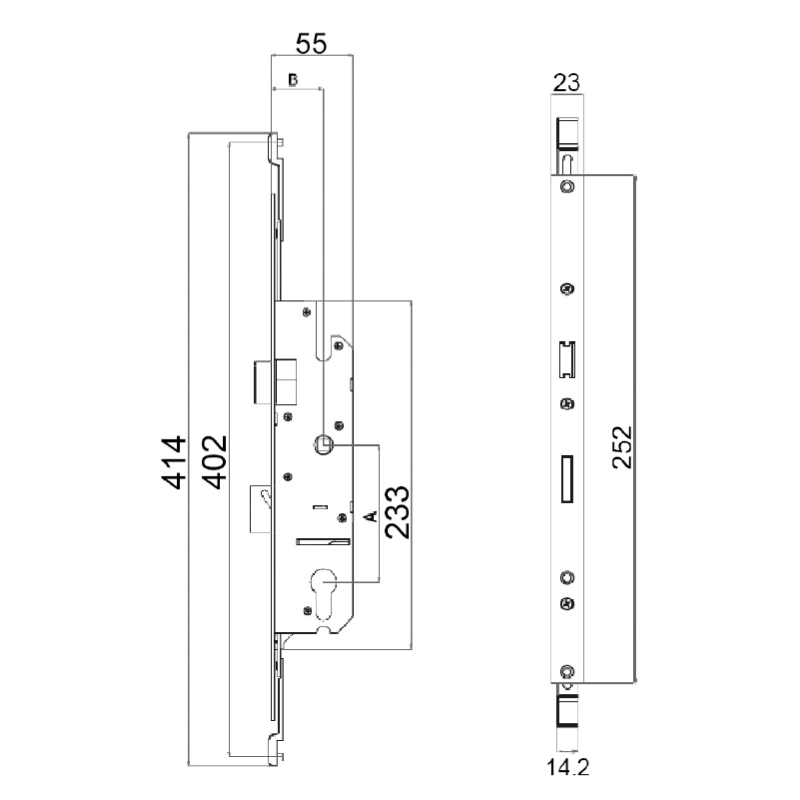 CERRADURA 1P ALUMINIO CON CONEXIONES 85/28