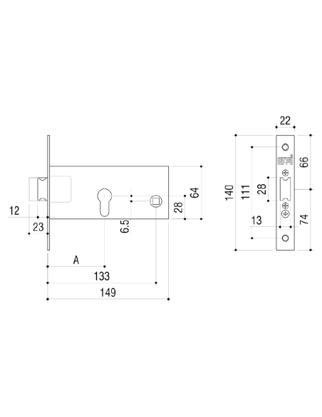 CERRADURA ZOCALO 70MM MARK