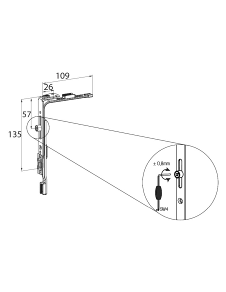 Ángulo de reenvío pequeño Standard – Punto de cierre para ventanas PVC y aluminio
