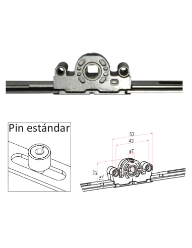 Cremona de 15 mm. cota variable con bulón de seguridad