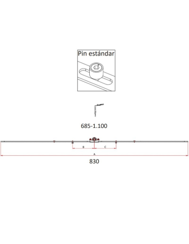 Cremona de 15mm Hausen para PVC con bulón Standard 685-1100
