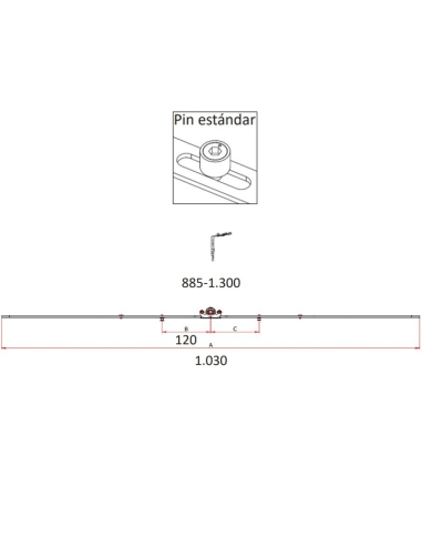 Cremona 15 mm Hausen P1004 con Bulón Standard 885–1300 mm | Herraje Oscilobatiente PVC