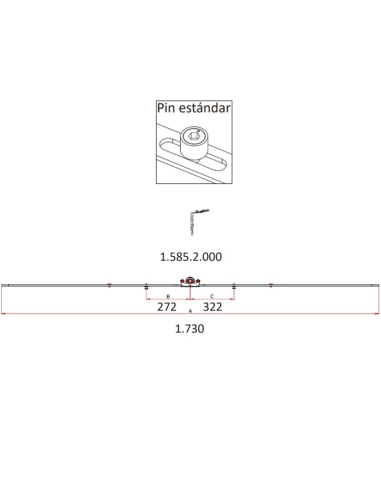 Cremona 15 mm Hausen P1008 con Bulón STD 1585–2000 mm | Herraje Oscilobatiente PVC